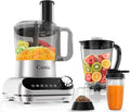 Camic Blender & Food Processor Combo,600W,6 Functions for Smoothies,Chopping,Slicing,Shredding,Grinding,Dough & More,72-oz.Blender Pitche,64-oz.Processor Bowl,13-oz.To-Go Cup,6-oz.Grinder Cup(Sliver)