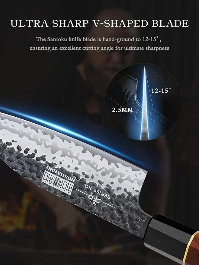 HOSHANHO Santoku Knife 5 Inch, Professional Japanese High Carbon Steel Chef's Knife, Ultra Sharp Kitchen Knife with Octagonal Rosewood Handle
