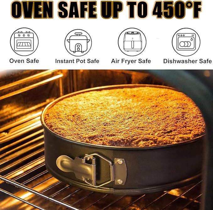 214PCS Round Cake Pan Sets for Baking Cake Decorating Supplies: 4 Non-Stick Springform Pans Set (4, 7,9,10 inches), Icing Tips, Cake Leveler – Leak-Proof Cheesecake Pan
