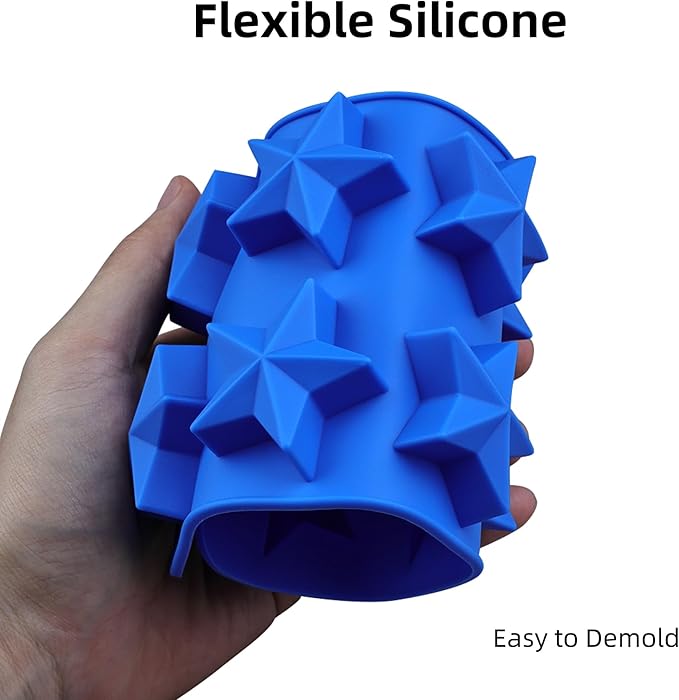 Star Chocolate Molds 3pcs Silicone Star Candy Molds for Baking Ice Cube Resin Soap Jelly(Star Size 1.93in), Blue