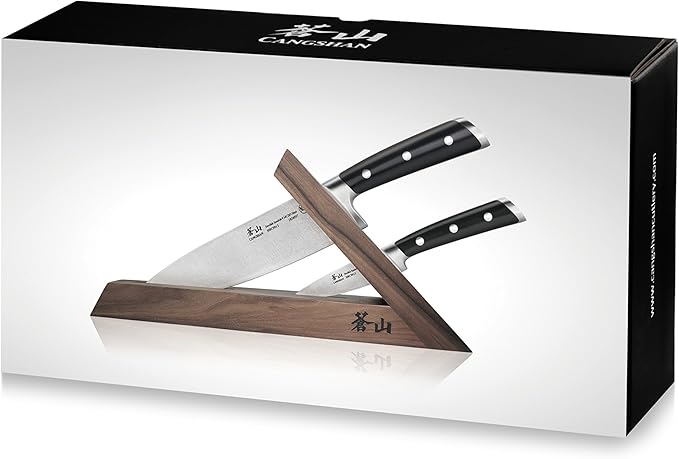 Cangshan TS Series 1021417 Swedish 14C28N Steel Forged 3-Piece TAI Knife Block Set, Walnut