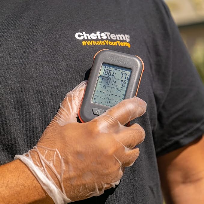 ChefsTemp Quad XPro Wireless Meat Thermometer, 1000FT Long-Range BBQ Alarm, Professional Min/Max Temp Dashboard Display, 4 Probes for Grilling and Smoking Kitchen Food Cooking