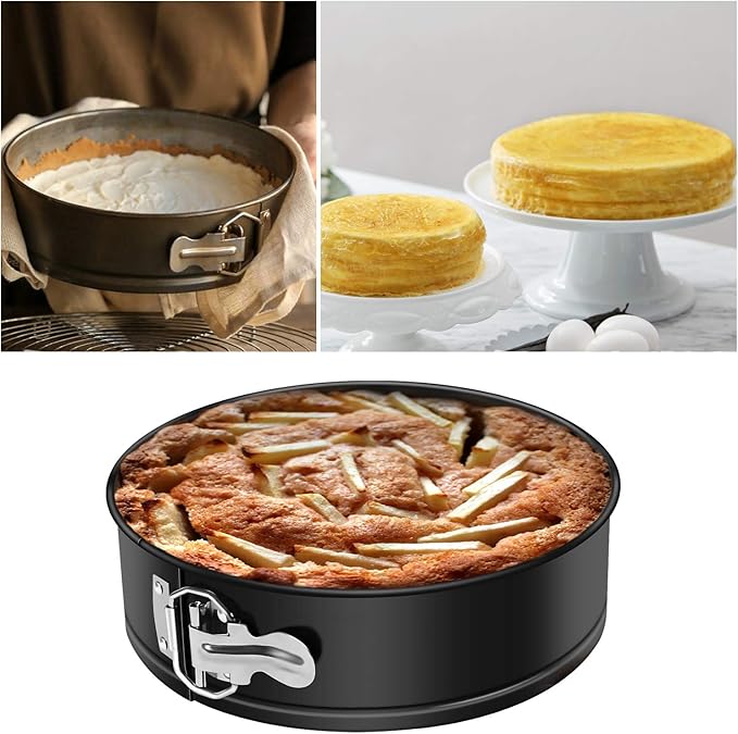MASSUGAR 9 Inch Springform Pan Nonstick - Cheesecake Pan with Removable Bottom/Leakproof - Round Cake Pan with 50 Pcs Parchment Paper Liners - Fits 6 Qt 8 Qt Pressure Cooker