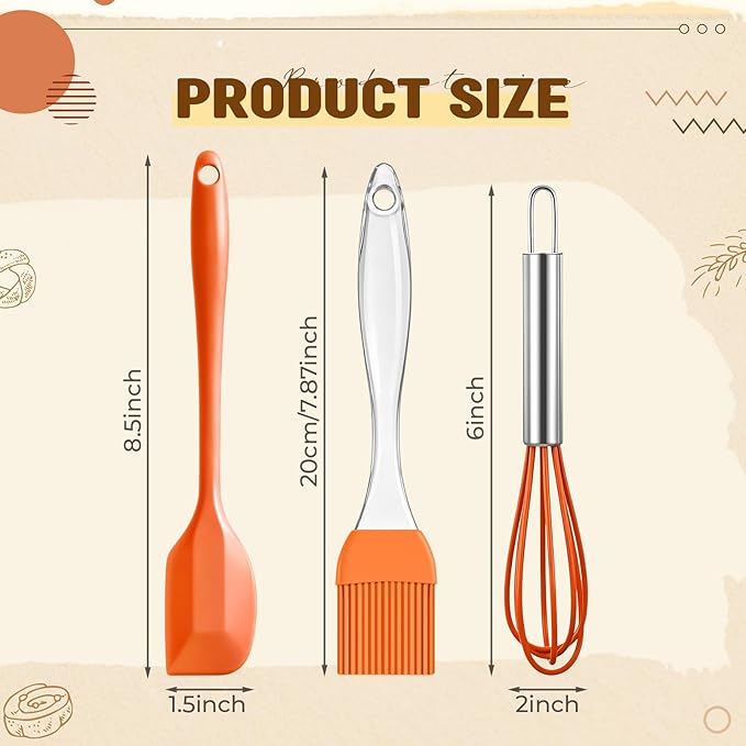 Baderke 30 Pcs Mini Spatulas Set with Silicone Basting Pastry Brushes Mini Whisk Heat Resistant Brush Kitchen Whisks Rubber Spatulas for Party Favor Gift Supplies Cooking Baking Mixing