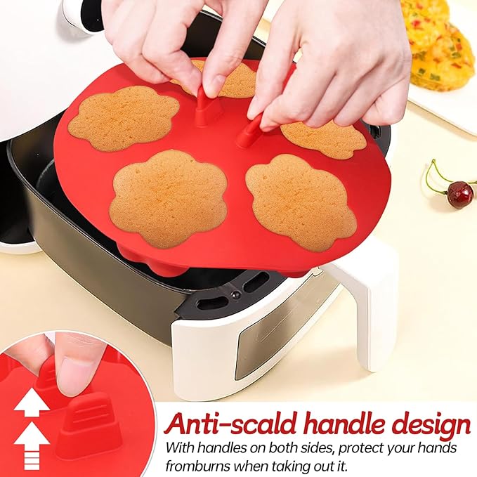 Silicone Air Fryer Muffin Pan Egg Bite Mold for Oven Baking,1 pcs With 100bags Mini Muffin Tins Cups Cake Pan Tray for Air Fryer Liners Basket Accessories Baking Muffin Cakes Pancake Quiche