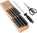 HENCKELS Classic Razor-Sharp 11-Piece Knife Block Set, Chef Knife, Bread Knife, Carving Fork and Knife, German Engineered Informed by 100+ Years of Mastery, Natural In-Drawer Block