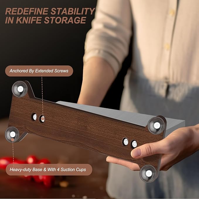 Magnetic Knife Block Without Knives Large Double Side Magnetic Knife Holder Stand with Strong Magnet, Stainless Steel Knife Storage Organizer for Kitchen Counter Knife Rack Three Magnet Strip