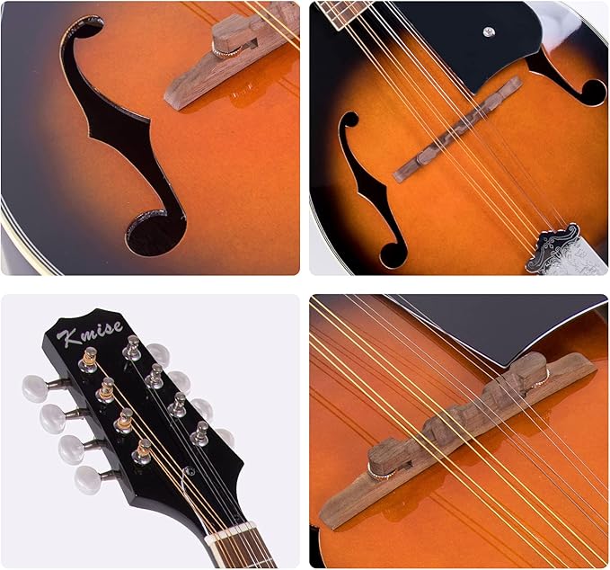 Mandolin,Kmise A style Mandolins Instruments 8 String Spruce Musical Instrument with Tuner Strings Gig Bag Strap Picks for Adults Beginner