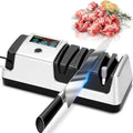 Upgrade 5 in 1 Electric Knife Sharpener with LCD Screen, 3 Rotational Speed Adjustable, 100% Diamond Abrasives, knife sharpener for Straight, Serrated, Meat Cleaver, Ceramic Knives & Scissors, Sliver