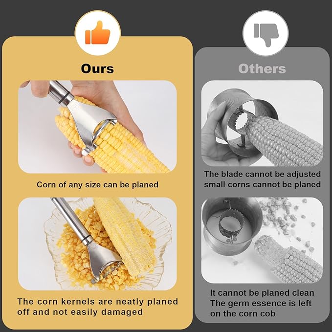 2 PCS Corn Peeler, Corn Peeler for Corn on the Cob, 304 Stainless Steel Corn Cob Peeler, Quickly Remove Corn Kernels from Corn Cobs, Kichen Gadget