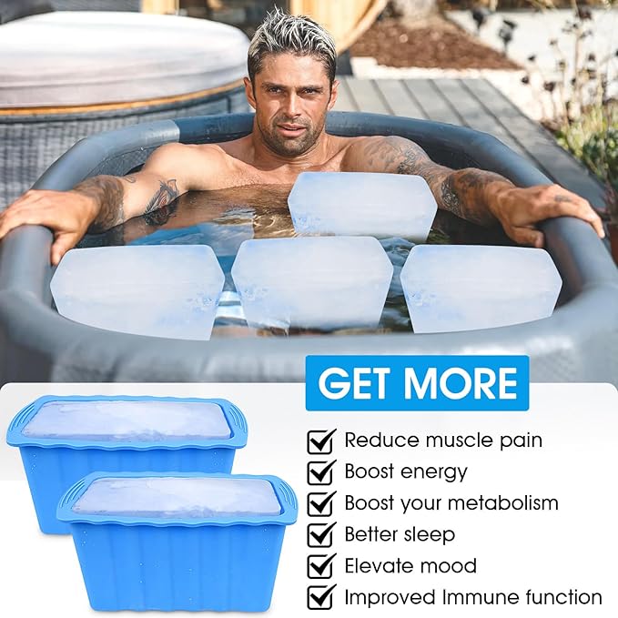 Haldane 4PC Extra Large Ice Cube Molds 25LB Ice Bath Water Chiller Giant Ice Block Molds Silicone Ice Block Maker For Home, Thicker Big Ice Cube Tray Reusable Athletes Cold Plunge Accessories