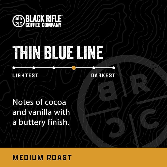 Black Rifle Coffee Company Thin Blue Line, 12 Count, Medium Roast K Cups - Single Serve K Cups Coffee Pods - Kcup Pods Compatible with Keurig 1.0 & 2.0 - Made from Arabica Beans