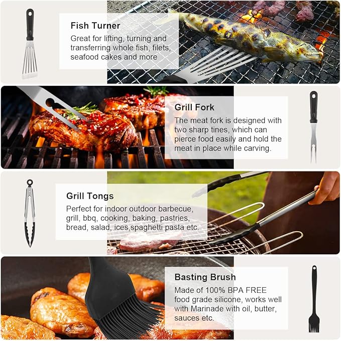 39PCS Griddle Accessorie Kits, Outdoor Grilling Tools for Blackstone and Camp Chef, Stainless Steel BBQ Accessorie Grill Spatula Set With Basting Cover Chopper, Scraper, Bottle, Tongs, Egg Mold