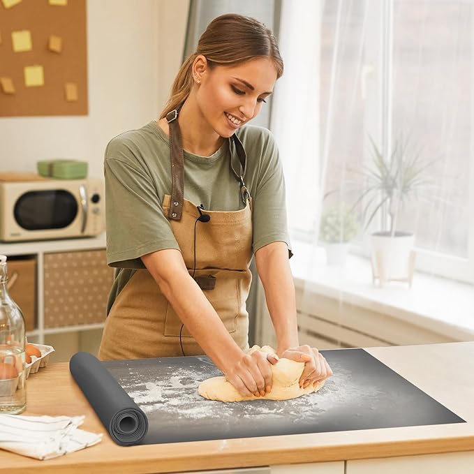 Silicone Baking Mat Roll - Cut to Size Silicone Mat- Non-slip Kitchen Counter Protector Mat, Non-Stick Silicone Pastry Mat, Reusable Air Fryer Linner, Freeze Dryer Mat, Macaron Cookie Baking Mat