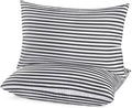 EIUE Bed Pillows for Sleeping 2 Pack Queen Size，Super Soft Down Alternative Microfiber Filled Pillows,Pillows for Side and Back Sleepers,20 x 30 Inches,Striped White Grey