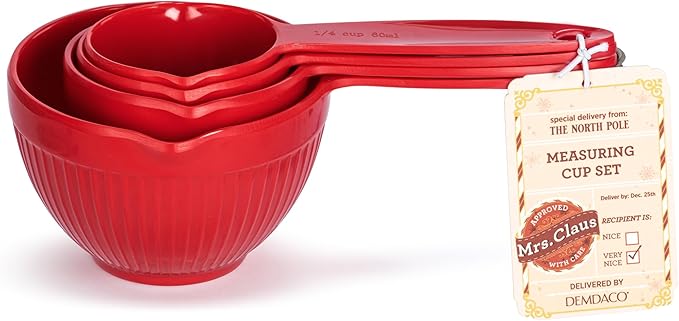 DEMDACO Nested Measuring Cups Baking and Cooking Essentials 4 Piece Set Melamine Red