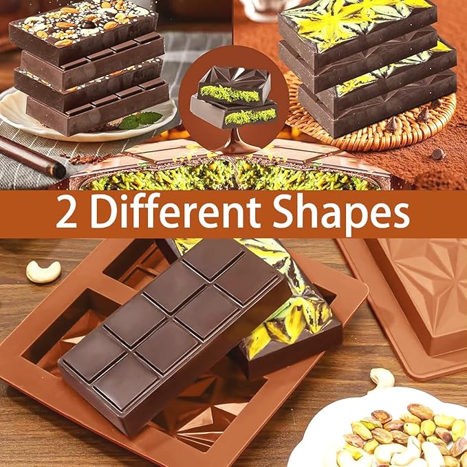 Dubai Chocolate Molds Silicone, 1 Inch Deep Chocolate Bar Mold for Candy Bar，Desserts，Homemade Snack Baking Mold - Set of 1
