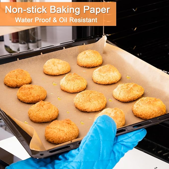 KIDOFLY 200 Pcs 9x13 Inch Unbleached Precut Parchment Paper Baking Sheets – Non-Stick Baking Paper for Oven, Air Fryer, Grilling & Steaming, Heat Resistant Up to 450°F