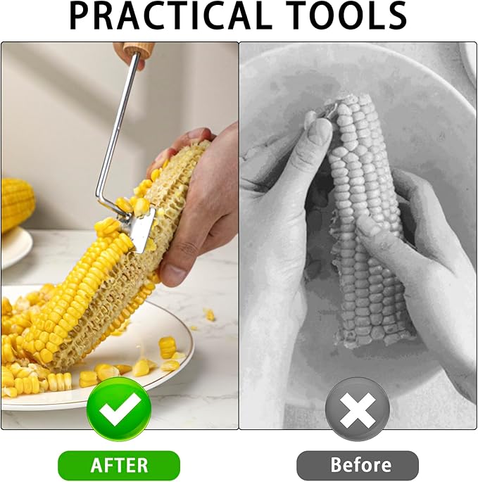 Corn Peeler for Corn on The Cob Corn Cutter Peeling Tool with Gloves (4 Stainless Steel Peelers, 2 Yellow Gloves)