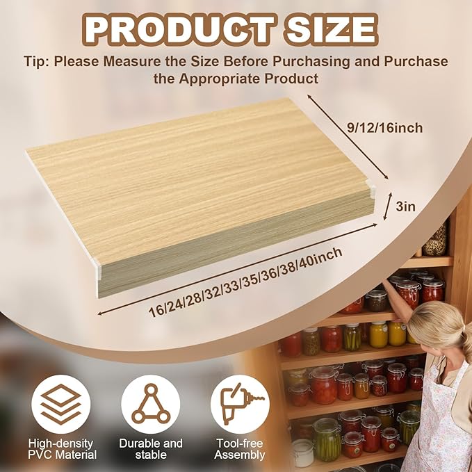 5 Pcs Wire Rack Covers 22x16x3 inch PVC Pantry Shelf Cover 0.31 inch Thick Removable Closet Wire Rack Shelf Covers,Decoration Kitchen Bathroom Office Shelving (Wood Color,22x16x3 inch)