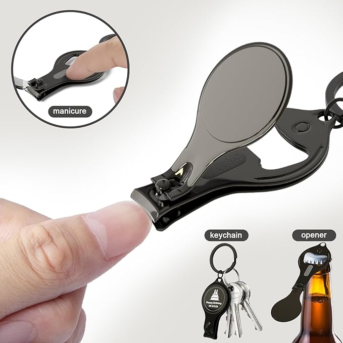 100pcs Personalized 4 in 1 Multi Function Bottle Opener, Nail Clipper, Wedding Favors Brewery, Private Customized, Black, Multitool Gifts for Men