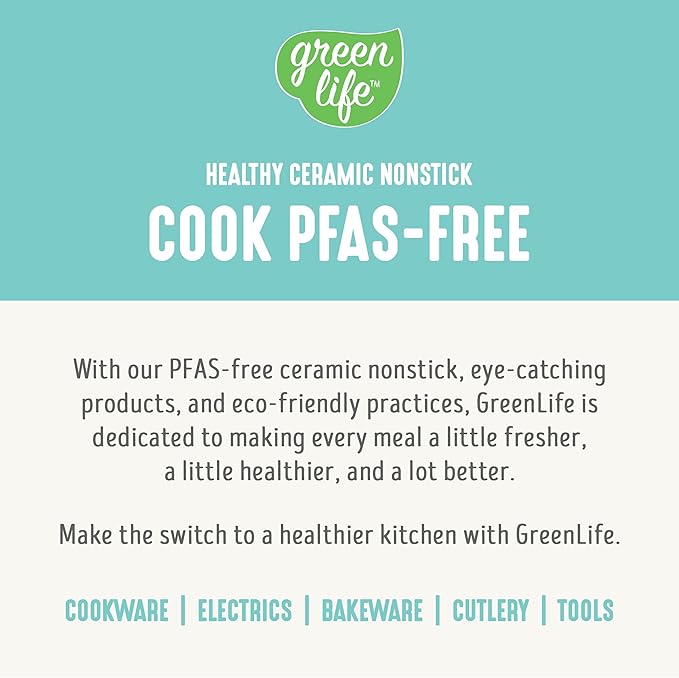 GreenLife 8QT Slow Cooker, Non-Toxic PFAS-Free Ceramic Nonstick Removable Interior Bowl, Programmable, Family Friendly, Keep Warm, Stovetop & Oven Safe, Dishwasher Safe Parts, Glass Lid, Turquoise