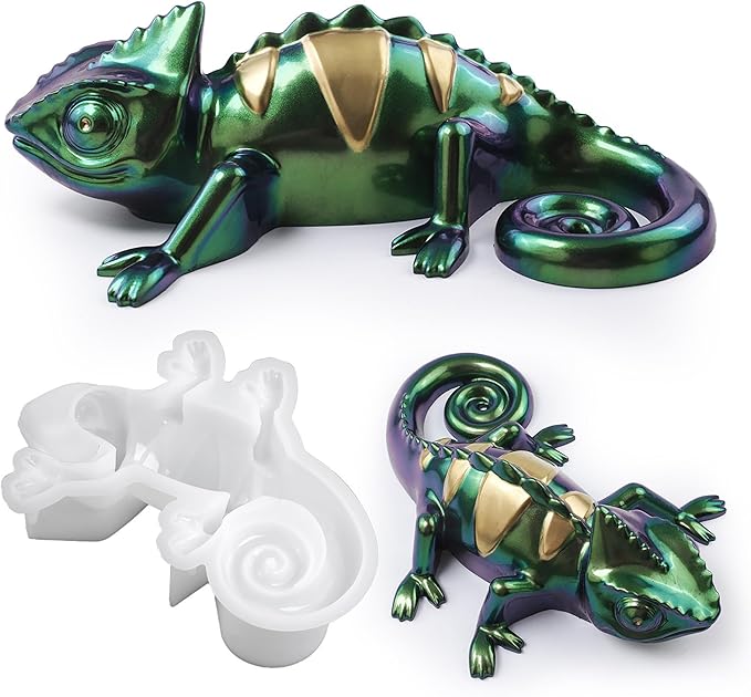 Lizard Animal Cylinder Candle & Resin Mold - Resin Casting Silicone Molds for Home Decor & Candle Making Wave Spiral Mold