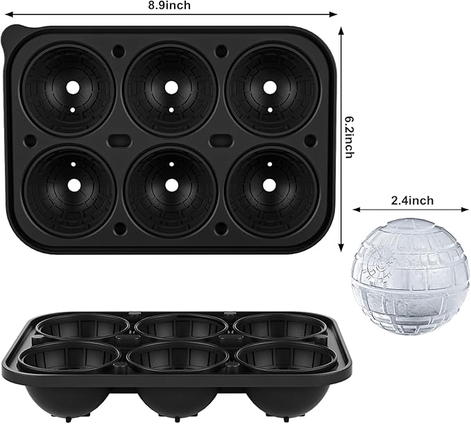 Bangp Large Ice Cube Tray for Whiskey,Sphere Ice Cube Molds, Silicone Ice Ball Maker Mold,Fun Shapes Ice Cube Mold for Cocktails, Bourbon,Brandy