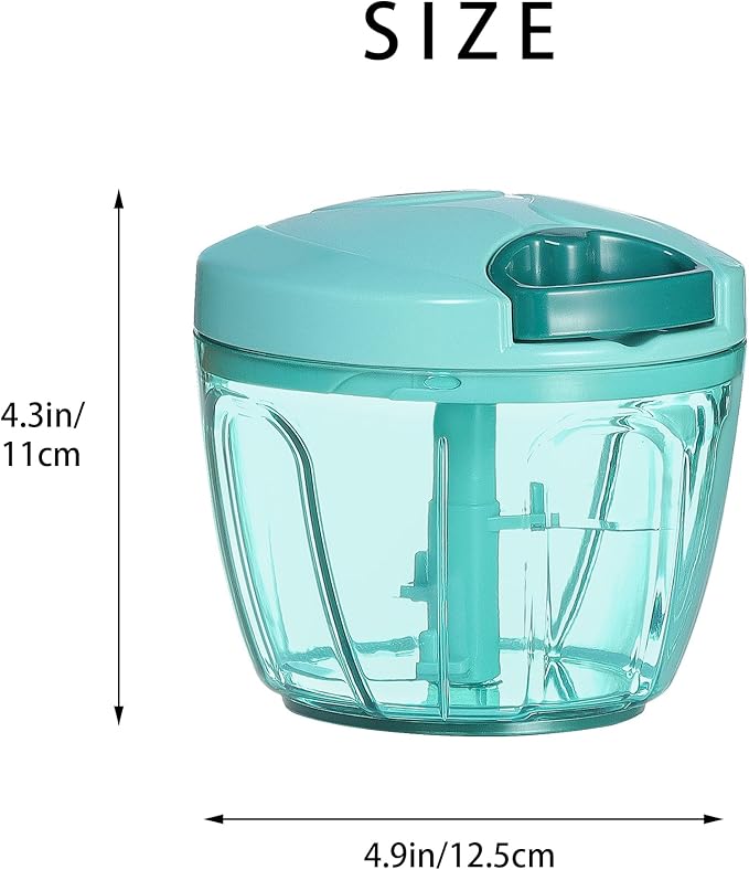 Ourokhome Manual Food Processor Vegetable Chopper, Portable Hand Pull String Garlic Mincer Onion Cutter for Veggies, Ginger, Fruits, Nuts, Herbs, etc., 650ml, Blue
