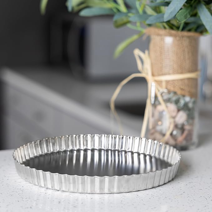 Fox Run Stainless Steel Tart and Quiche Baking Pan, 9.5" Round Tart Pan