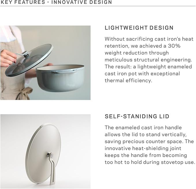 Vermicular Oven Pot 2.0 | Lightweight Enameled Cast Iron Pot | 26cm (5.9 Qt) | Non-Toxic | Induction-compatible | Dutch Oven | Made in Japan | Matte Linen Beige