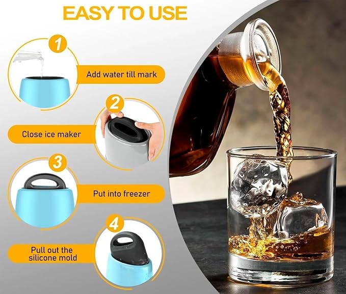 LEMONSODA Premium Clear Ice Ball Maker - 2 Large 2.5 inch Crystal Clear Ice Balls for Whiskey Cocktail - Sphere Ice Mold - Premium Gift Box Included