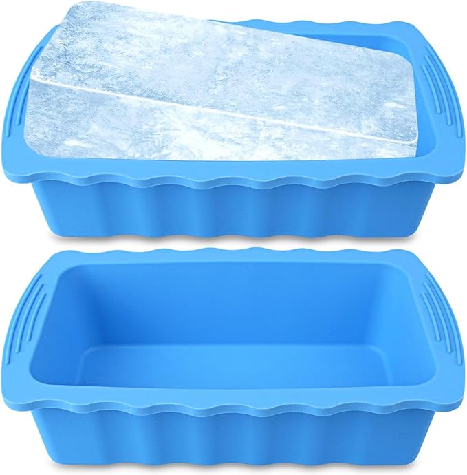 Haldane 2PC Extra Large Ice Block Molds, 6LB Giant Ice Cube Molds for Plunge Lab, Ice Container for Freezer, Thickened and Reinforced Silicone Ice Tray, Cold Plunge Tub Accessories, Blue