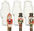 Flycalf Christmas Cookie Cutters Nutcracker Set of 3 with 3D Stamper Holiday Baking Accessories Cutter Molds Gifts for Kids Decorative Party 3.5" Kitchen Cake Supplies