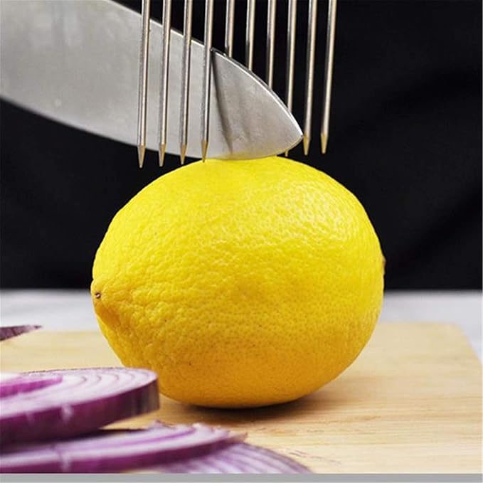 2Pack Onion Slicer Meat Slicer, Food Slice Assistant Onion Holder Slicer, Kitchen Gadgets - Stainless Steel Vegetable Holder Cutting Kitchen Gadget Tomato Peeler