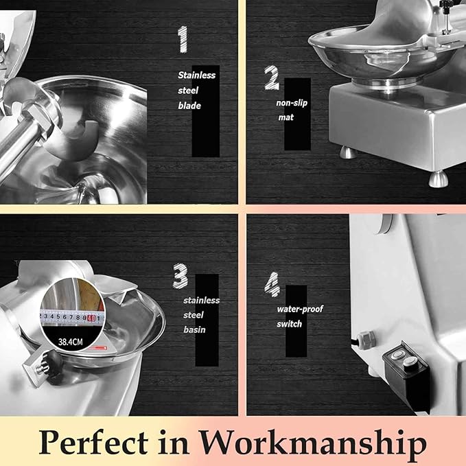 110V 8L Meat Vegetable Food Chopper Processor, Prep Food Processor, 750W Food Chopper with Partially Open Pot, Commercial Stainless Steel Blade Electric Shredder