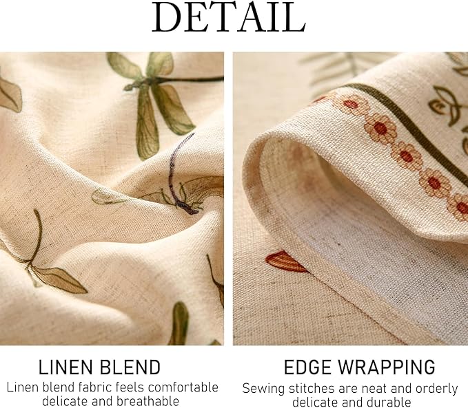 ISAENNE Designer Floral Linen Extra Long Rectangle Table Cloth,French Off White Elegant Tablecloth,Washable Home Decor Tablecloths for Dining Thanksgiving Kitchen Christmas,67"*118"-Grace B