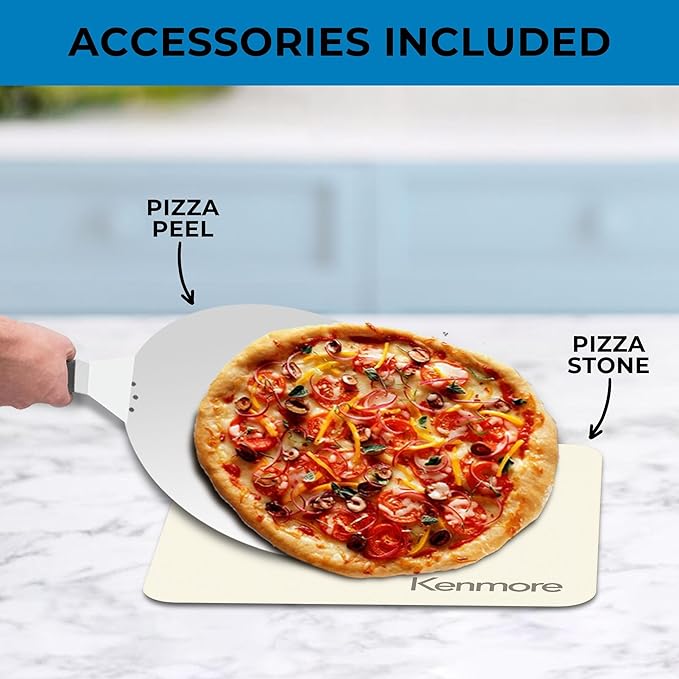 Kenmore indoor pizza oven - personal countertop electric ovens for home kitchen & restaurant, cook solo large 12” nonstick Pizzas horno de