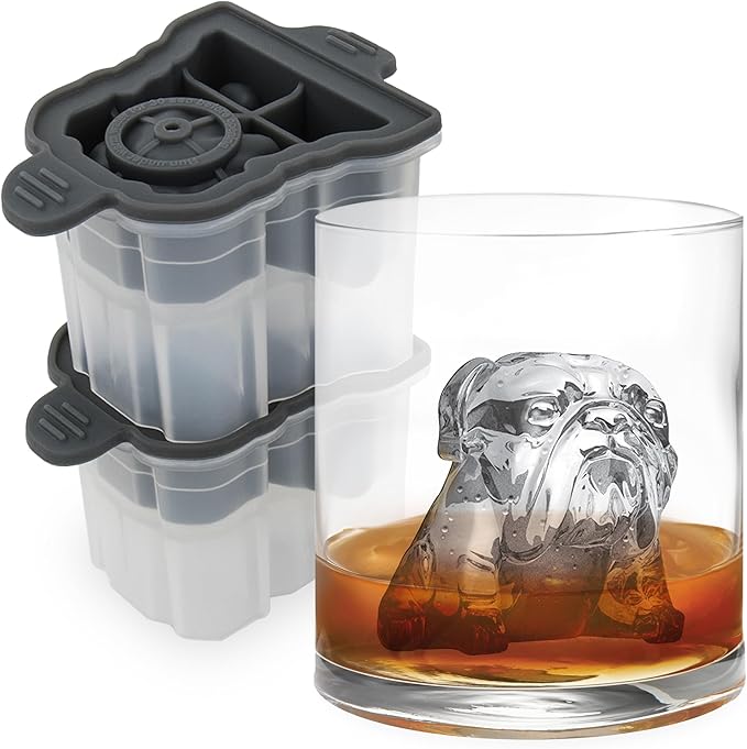 Tovolo Ice Cubes Mold Pack of 2 Large Craft Ice Molds for Whiskey Bourbon Cocktails, Easy Fill No Leak Silicone Ice Molds Gift for Him Stackable Dishwasher Safe BPA Free Heart Ice