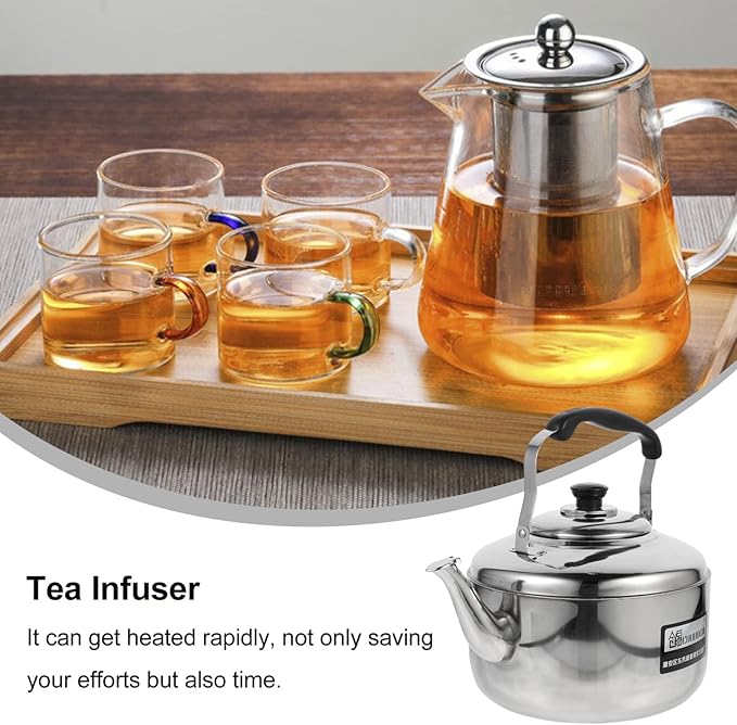Cabilock 4L Stainless Steel Whistling Tea Kettle Stovetop Large Rapid Boil Kettle with Ergonomic Handle for Home Kitchen