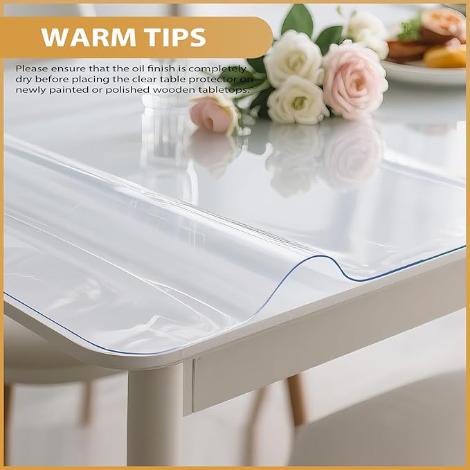 Clear Table Protector 42 x 60 Inch, 1.9mm Thick Waterproof PVC Plastic Table Cover, Durable Table Pad for Dining Room, Kitchen, Writing Desk, and Coffee Tables