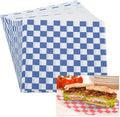 PATIKIL 5.9" x 5.9" Waxed Paper Sheets, 50Pcs Square Pattern Oil-absorbing Dry Food Wrapping Paper for Bakery Coffee Shop Home Baking Kitchen DIY, Blue