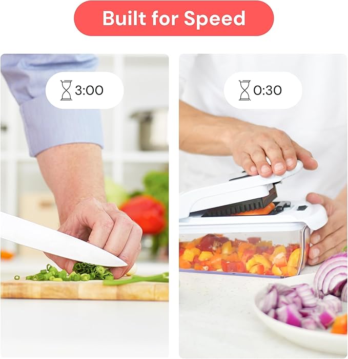 Fullstar The Original Pro Chopper - Vegetable Chopper and Spiralizer, Food Chopper with Container, Fruit Slicer, Kitchen Gadgets & Accessories, Home Essentials (4 in 1, Clear)