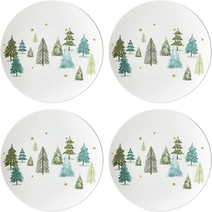 Lenox 893565 Balsam Lane 12-Piece Dinnerware Set, Green, Christmas, Holiday Hosting