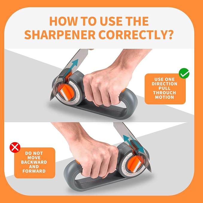Kitchen Knife Sharpener, 6-in-1 Stage Pocket Knife Sharpeners, Manual Knife Sharpener with Ceramic Rods, Diamond Sand, Tungsten Steel Sheets, Chefs Choice Knife Sharpeners for Kitchen Knives