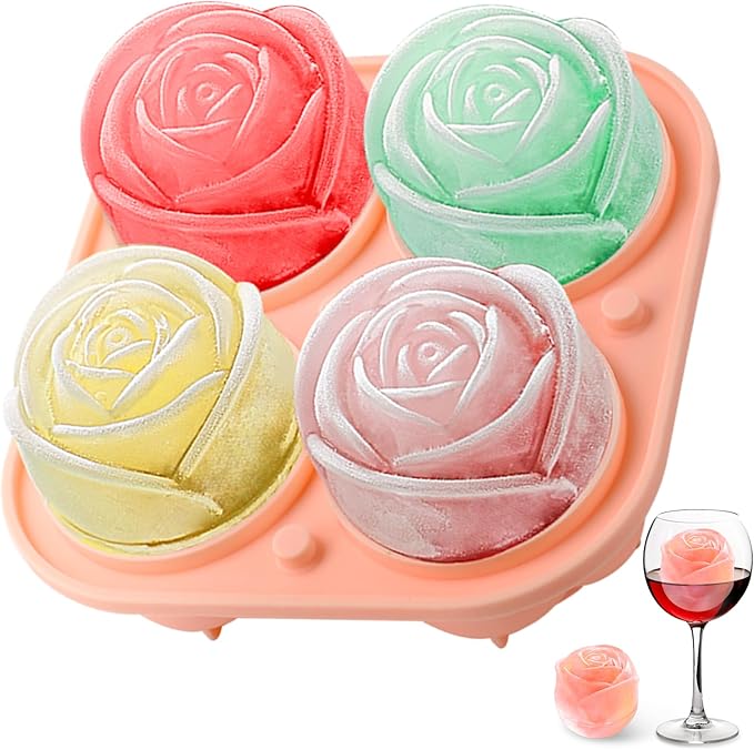 2 INCH Fun Shapes,Rose Ice Cube Mold,Rose Gift Ice Ball Maker Mold | Silicone Ice Cube Tray,Whiskey Ice Cubes Mold,Bourbon Ice Cube Molds Slow Melting Ice for Whiskey,Cocktails&Old Fashioned
