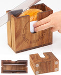 Large Adjustable Bagel Slicer Holder | Acacia Wood Bagel Cutting Holder with Width-Adjustable Slots for Small & Large Bagels, Buns & English Muffins, Knife Groove & Non-Slip Base