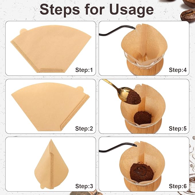 100Pcs Coffee Filters #4, Unbleached Natural Coffee Filters 8-12 Cup, Disposable Coffee Filters, 4 Cone Paper Compatible with Ninja Coffee Maker, Pour Over and Drip Coffee Maker