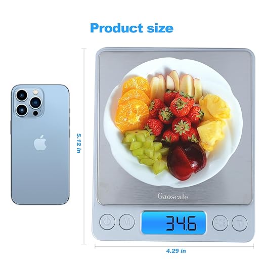 Kitchen Scale, Digital Food Scale, Gaoscale Grams and Ounces Scale High Accuracy with Tare Function for Cooking Scale, Baking Scale Jewellery Scale, 9 Units, 2 Tray 3000g by 0.1g Small