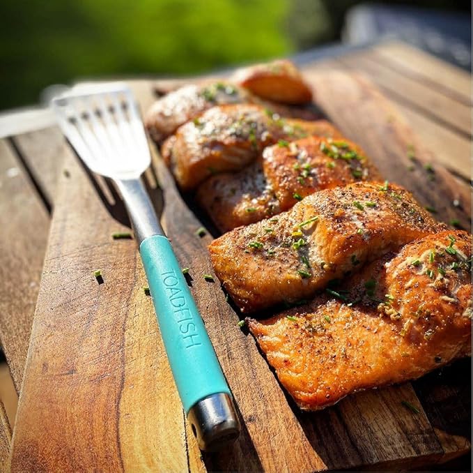 Toadfish 14.5'' Ultimate Nonstick Fish Spatula, Stainless Steel Metal Spatula, Slotted Turner Perfect for Cooking Seafood on the Grill or Kitchen